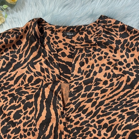 Rails Pearl Cinnamon Mixed Animal Print Popover Top sz S - Picture 3 of 11